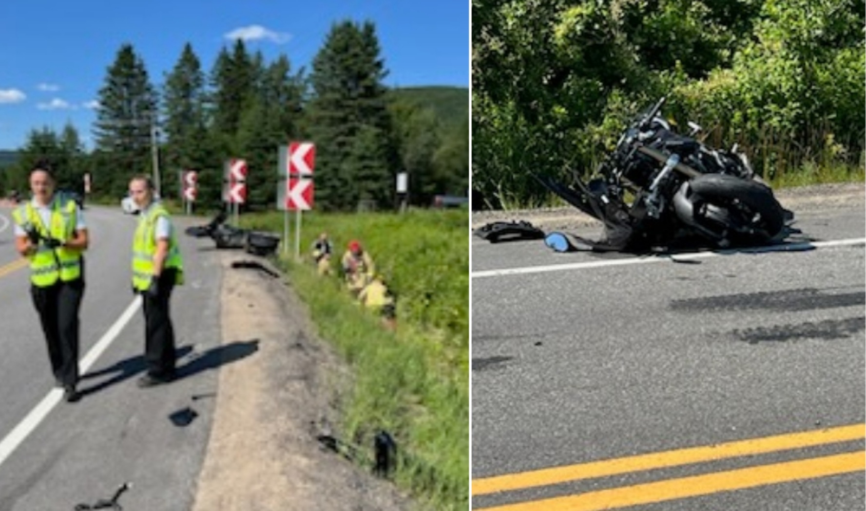 Accident - Collision frontale entre deux motos sur la route 371 à St-Gabriel de Valcartier 