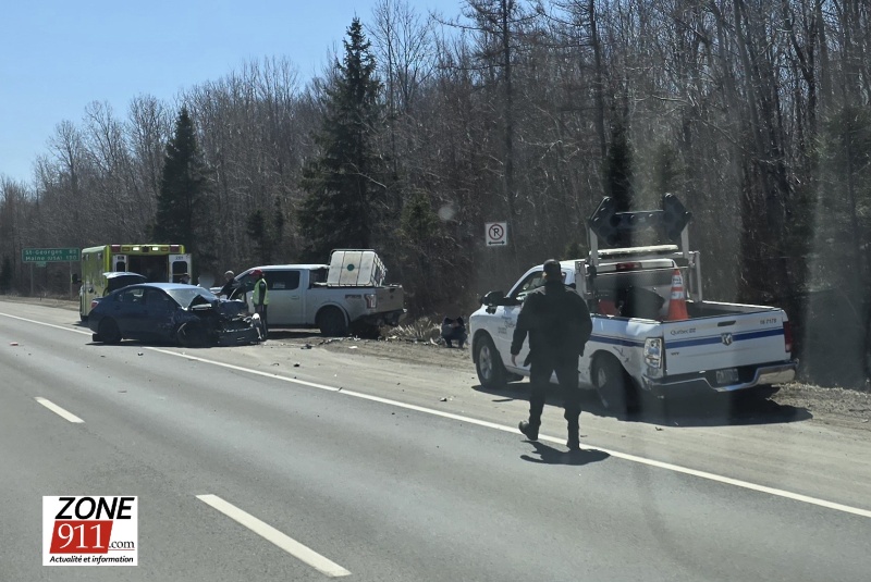 Un patrouilleur du MTQ blessé dans une collision sur l’autoroute 73 à Lévis