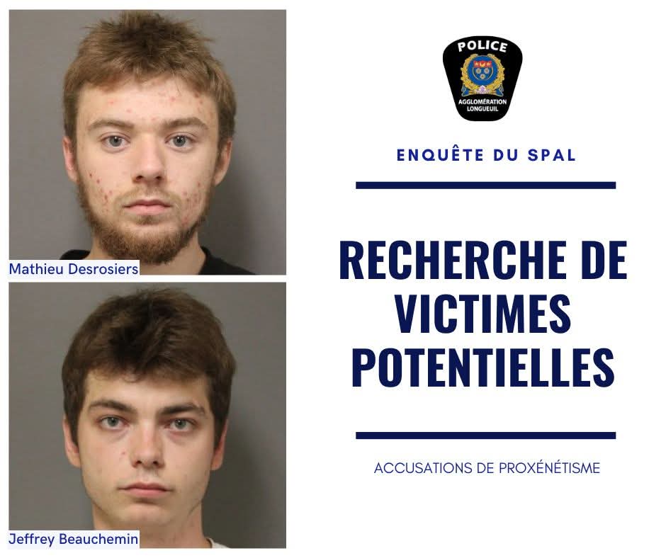 Exploitation sexuelle la police recherche des victimes entre autres à Longueuil et Québec - Jeffrey Beauchemin et Mathieu Desrosiers ont été arrêtés 